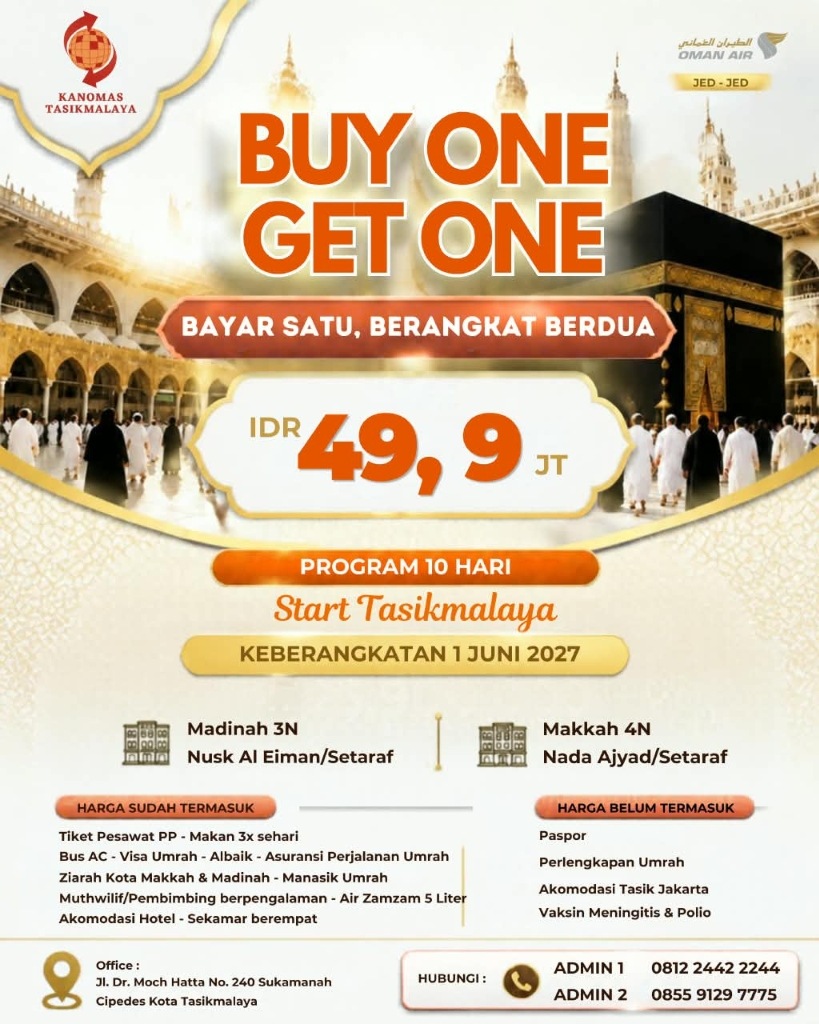 Umrah Promo Spesial Buy 1 Get 1 (Bayar 1 Berangkat 2)