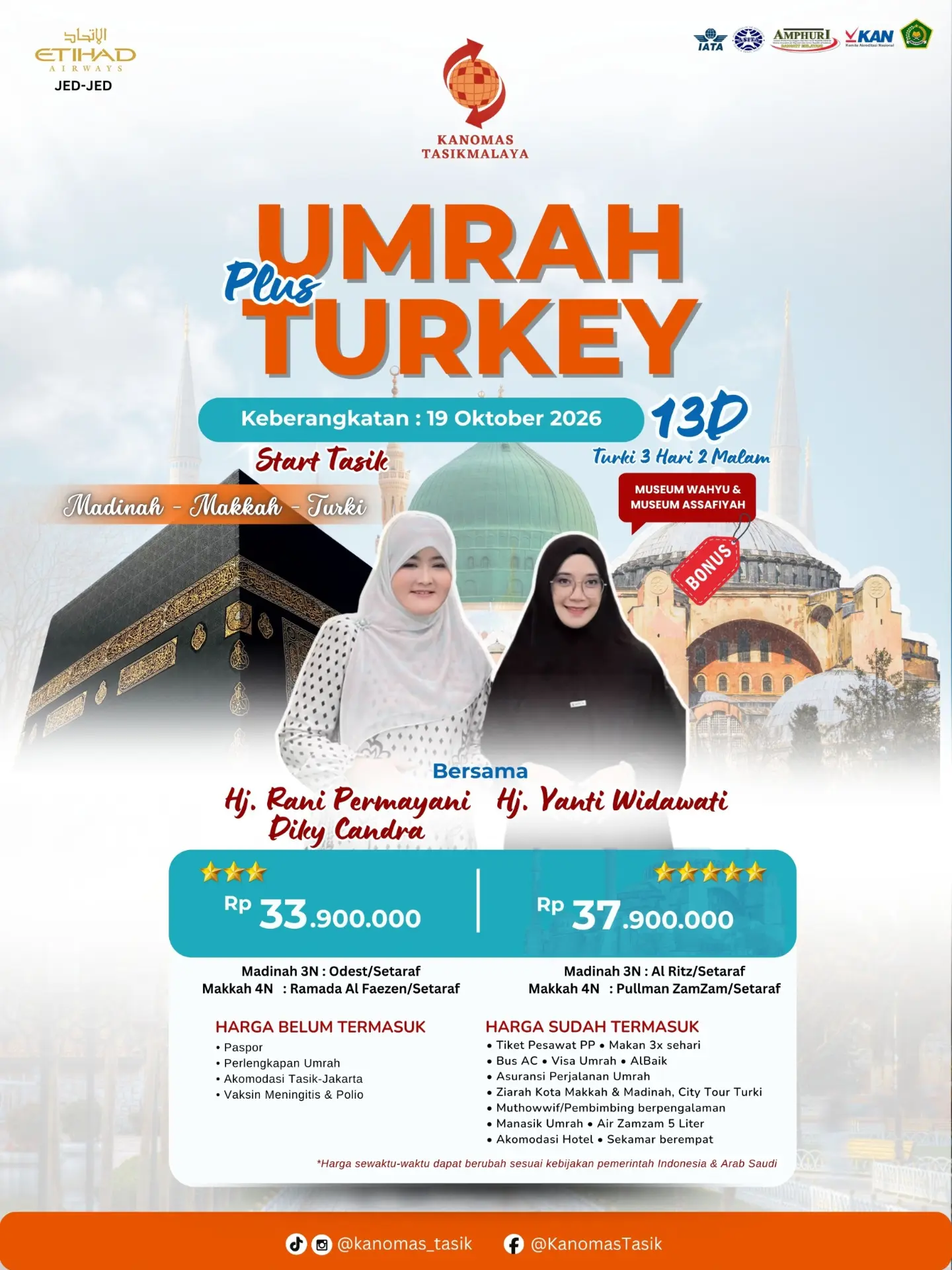 Paket Umrah Plus Turkey 13 Hari (Start Tasikmalaya)